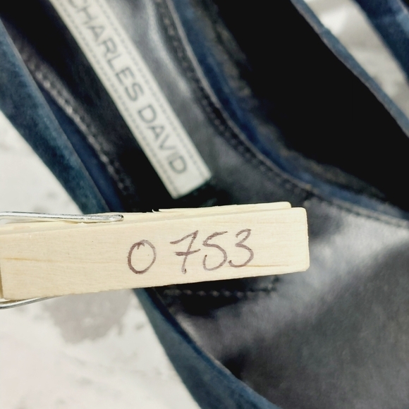 Charles David Blue Fine Suede Leather Pointy Toe High Heels O753 - Picture 13 of 13